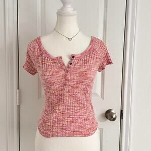 American Eagle Women’s Size Medium Henley Short Sleeve Vintage Top